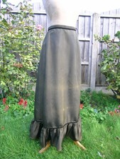 Victorian style Janet Colton 1960s long olive green watered taffeta skirt 10?