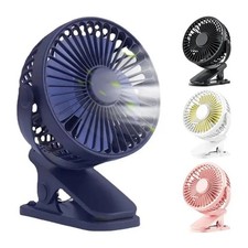 Mini Clip Fan USB Rechargeable 3-Speed Portable Desk Stroller Dorm Fan Quiet