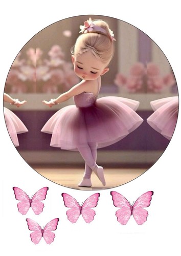 Ballerina cake topper round - ballerina,