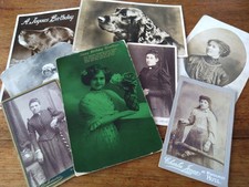 Antique Victorian Lot of 8 Postcards Cabinet Card CDV Portraits Macabre Fashion