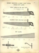 1899 PAPER AD 5 PG Champion crosscut Great American one man saw ice pit disston