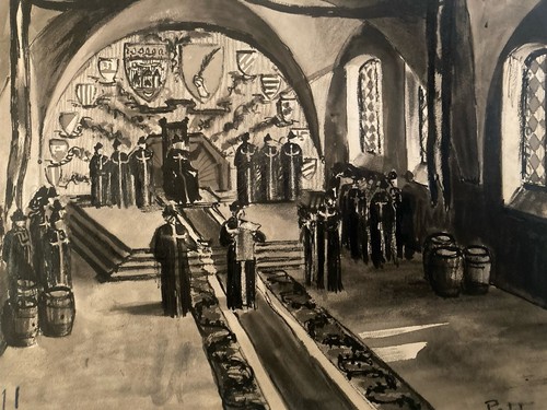 Wine painting knights - wine,