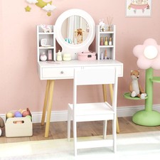 Princess Vanity Desk Set Kids Vanity Set with Lights-White