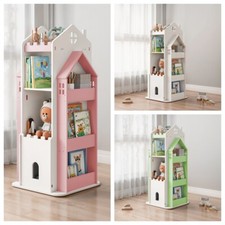 360° Rotating 4/5 Tier Bookcase Children Kids Book Shelf Rack Storage Bookshelf