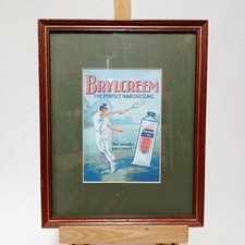 Vintage Advertising Postcard Framed Brylcreem Hair Barbers Decor Bathroom 