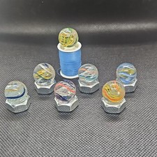 7x Antique Swirl Glass Marbles