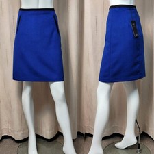 M&S A-Line MINI SKIRT with WOOL ~ Size 12 (21" length) ~ BLUE