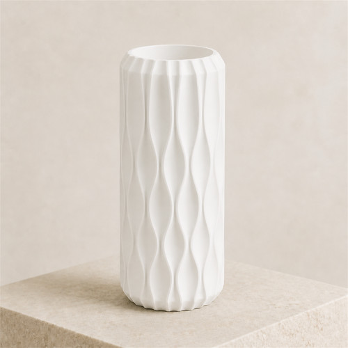 Modern wave vase - tall, ribbed