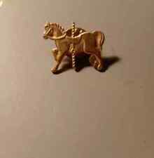 Metal gold tone collectable Merry go Round Horse brooch badge pin