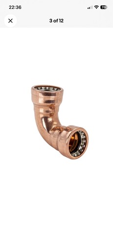 15mm copper push fit plumbing - copper, push-fit
