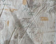 HUGE LOT 13 FT Vintage Fabric Upholstery Cream Prestigious Design Calligraphy