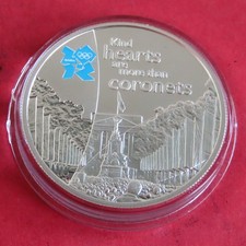 UK 2010 CORONETS SILVER PROOF £5 CROWN WITH OLYMPIC COLOUR LOGO