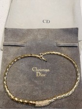 Christian Dior Necklace Gold Plated Stone Set Collar.