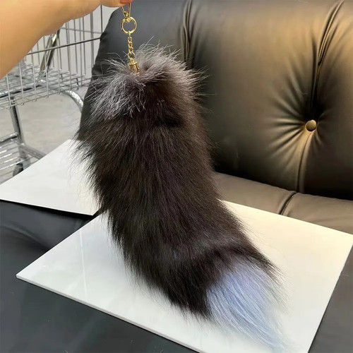 Fox fur tail - fur, keychain