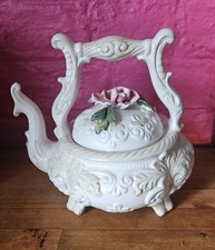Vintage Rare Capodimonte Italian Porcelain Teapot – Floral Rococo Elegant Style