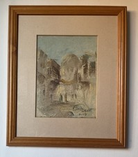 Original Figurative Abstract Modernist Oil On Board Painting, Signed