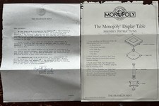 Franklin Mint Monopoly Collector's Edition -Table Assembly Instructions & Letter