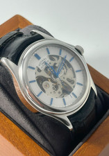 Rotary Automatic Skeleton Men’s Watch Silver Dial Black Leather Strap