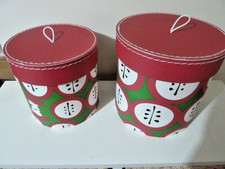 Ikea Vintrig Red & Green Apples Design Round Lidded Storage Box x2