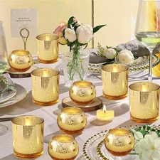 12Pcs Gold Votive Candle