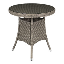 Dellonda DG65 Round Rattan Wicker Outdoor Garden Patio Dining Table Glass 70cm