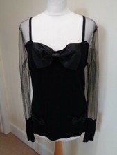 LEO GUY BLACK JUMPER WITH BOW DETAIL AND MESH SLEEVES - SIZE XXL