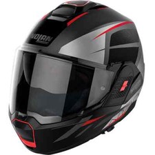 Nolan N120-1 NCOM NIGHTLIFE BLACK RED FLIP FRONT FULL ROTATION MOTORCYCLE HELMET