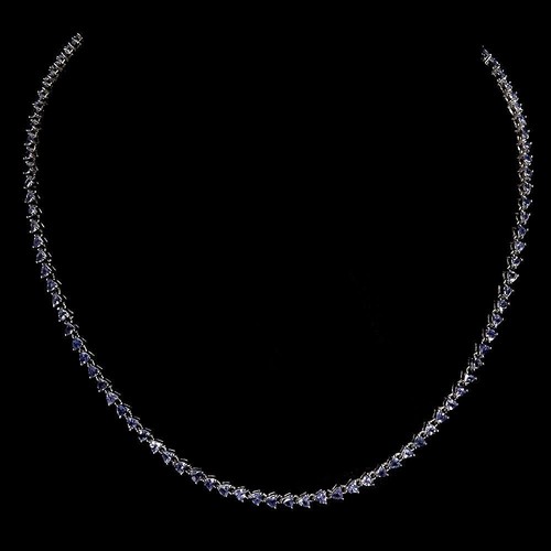 Silver necklace tanzanite - silver, blue