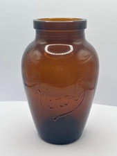 Old amber glass virol jar, 13.5cms
