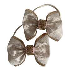 Pair Christmas Rose Gold Diamante Hair Bow Elastic Bobbles UK Seller ??