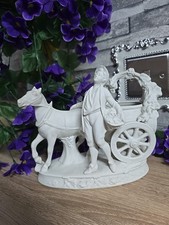 German vintage  porcelain statue vase horse chariot figurine 1954s