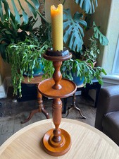 Antique Turned Wood 2 Tier Smokers Stand with Bakelite Ashtray circa 1930