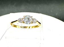 Ladies gold ring three stone cz cubic zirconia 18kt anniversary past present fur