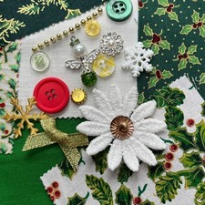 Christmas Fabric Lace Trim Embellishment Slow Stitch Collage Sewing Craft Bundle