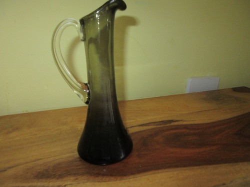 Vintage black smoked glass jug