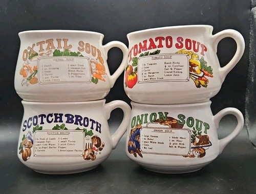 Vintage recipe soup bowls - recipe,