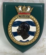 HMS Nubian Ships Badge, Tampion, Crest, Royal Navy F36, WW2 Destroyer