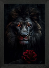 black lion king and rose