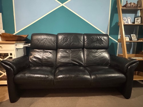 Old black semi recliner - old,