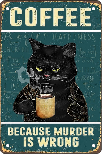 Retro cat coffee metal sign - retro,