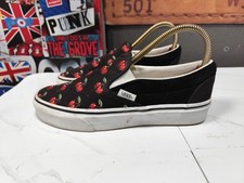 Vans Shoes Classic Cherries Sneakers Black Slip On Shoes Womens Size Uk 5
