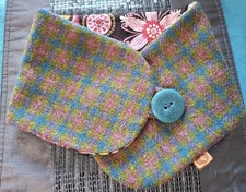 Fabulous Harris Tweed Rarebird  Tartan Neck Collar scarf, hand woven.