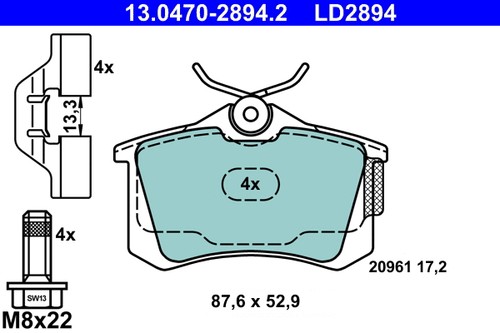 Rear brake pad set - pad,