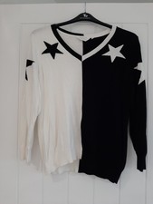 Dannii Minogue Petites, Women's, Black/White Split Star Jumper, Size XL.