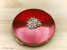 Kigu Small Metallic Red Jewelled-Vintage Make Up/Powder Compact-0ye