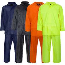 Adults Overall Rain Suit Jacket & Trousers Waterproof Set Mens PVC Rain Coat NEW