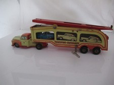 GESCHA VINTAGE TINPLATE CLOCKWORK CAR TRANSPORTER - MADE IN WESTERN GERMANY