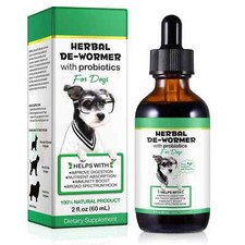 Natural Dewormer For Dogs 60ml Drops Herbal De-Wormer with Probiotics Digestion