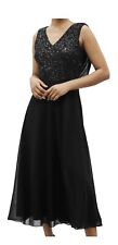 John Lewis Black Sequin Chiffon Dress – V-Neck Party Evening Gown