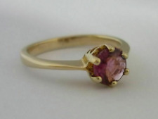 Certified Rubellite Solitaire & 9K Gold Ring Size N